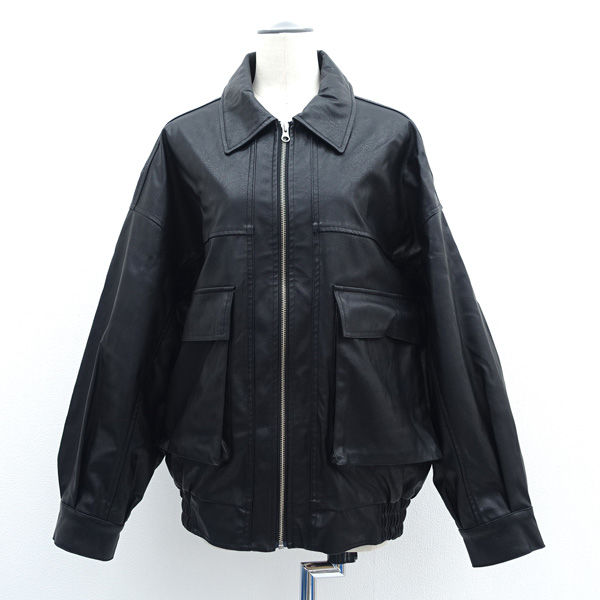 WEGO / ウィゴー ◆ヴィンテージライク/フェイクレザーBIGブルゾン/ブラック/フリーサイズ WE23AU09-L0001 レディース【中古】